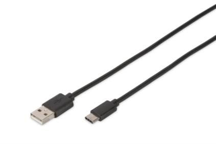 DIGITUS - USB-kaapeli - USB tyyppi A (uros) - USB-C (uros) - USB 3.1 - 1 m - muotoiltu - musta
