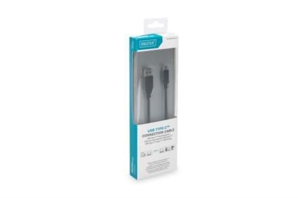 DIGITUS - USB-kaapeli - USB tyyppi A (uros) - USB-C (uros) - USB 3.1 - 1 m - muotoiltu - musta