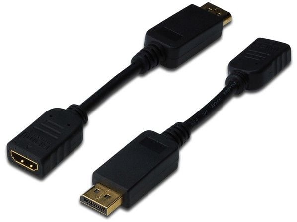 DIGITUS - Video adapter - DisplayPort hann til HDMI hunn - 15 cm - dobbeltisolert - svart