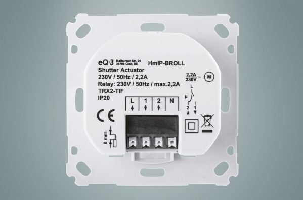 Homematic IP HmIP-BROLL, Sender, Hvit, 220 m, IP20, 0,2 W, 230 V
