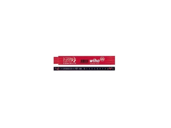 Wiha Longlife®Plus Composite tommestok 2m, 90 grader stop i alla led, röd/sort