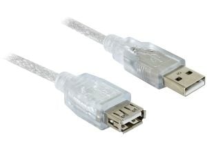 DeLOCK 82239, 1,8 m, USB A, USB A, USB 2.0, Uros/naaras, Valkoinen
