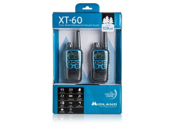 Midland XT60, 24 kanavaa, 446.00625 - 446.0937 MHz, LCD, AAA, 112 g, 54 x 33 x 120 mm