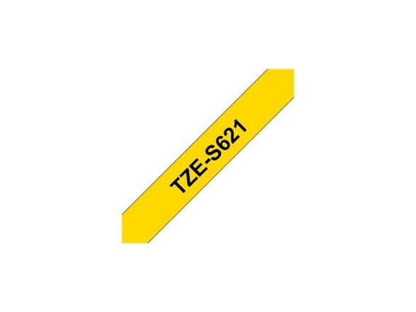 Brother TZS621 - Svart på gult - Rull (0,9 cm x 8 m) laminert teip - for P-Touch PT-1010, 1080, 1090, 1230, 1290, 18, 2100, 2110, 2430, 3600, 7100,...