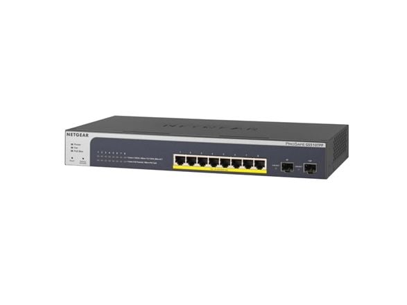 NETGEAR Smart GS510TPP - Switch - L3 Lite - smart - 8 x 10/100/1000 (PoE+) + 2 x SFP - stasjonær, rackmonterbar - PoE+ (190 W)