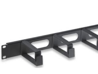 Intellinet 19" Cable Management Panel, 1U, 4 long plastic rings, Black - Rackkabelstyringspanel - svart, RAL 9005 - 1U - 19"