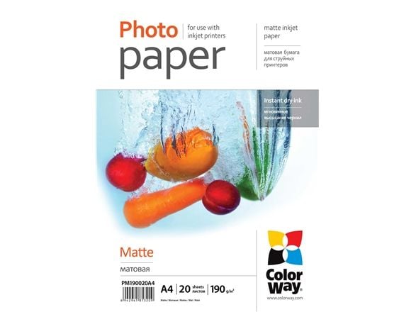 ColorWay - Matt - A4 (210 x 297 mm) - 190 g/m² - 20 ark fotopapper