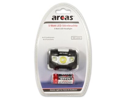 Arcas - Hodelykt - LED - 7-modus - 5 W - svart