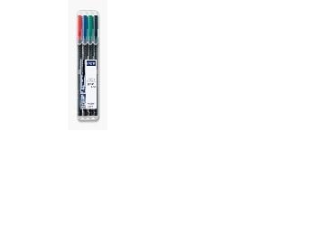 STAEDTLER Lumocolor - tussi - pysyvä - musta, punainen, sininen, vihreä - 2-5 mm (4 kpl)
