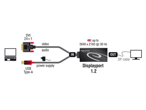 Delock - Videomuuntaja - DVI - DisplayPort - lajittelu - detailsalg