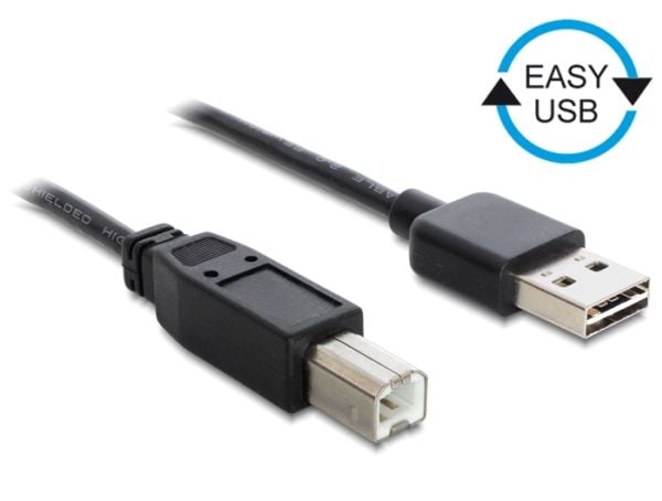 Delock Easy - USB-kabel - USB (hann) reversibel til USB-type B (hann) - USB 2.0 - 50 cm - svart