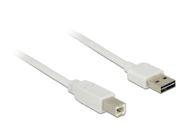 DeLOCK 1m, USB2.0-A/USB2.0-B, 1 m, USB A, USB B, USB 2.0, Uros/uros, Valkoinen