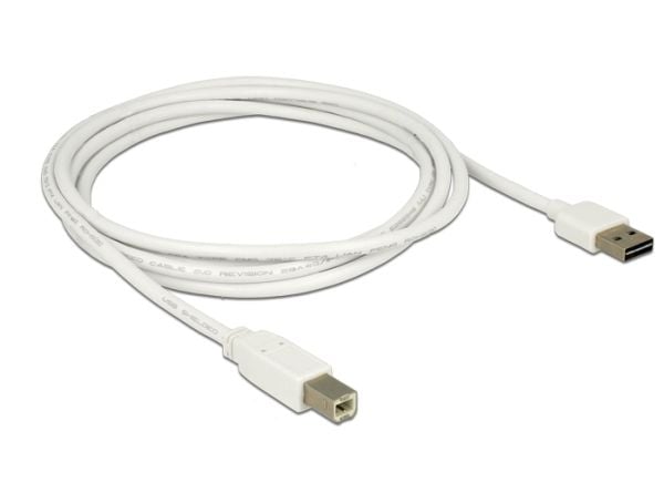 Delock Easy - USB-kabel - USB (hann) reversibel til USB-type B (hann) - USB 2.0 - 2 m - hvit