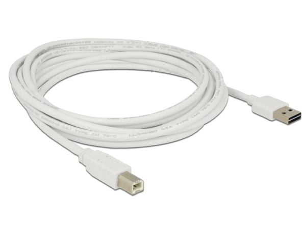 Delock Easy - USB-kabel - USB (hann) reversibel til USB-type B (hann) - USB 2.0 - 3 m - hvit
