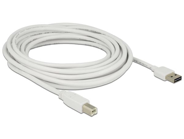 Delock Easy - USB-kabel - USB (hann) reversibel til USB-type B (hann) - USB 2.0 - 5 m - hvit