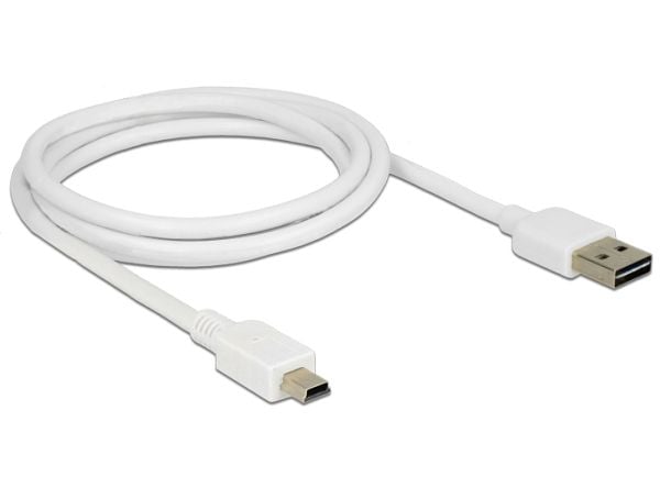 Delock Easy - USB-kabel - USB (hann) reversibel til mini-USB type B (hann) - USB 2.0 - 1 m - hvit