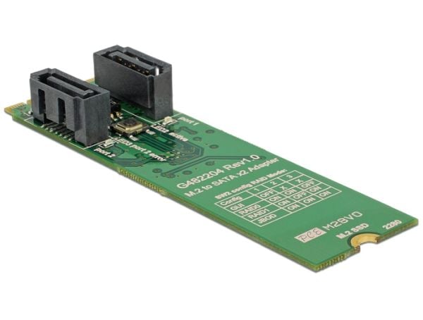 Delock - Kontroller for lagring (RAID) - 2-kanals - SATA 6Gb/s - RAID 0, 1, JBOD - M.2-kort