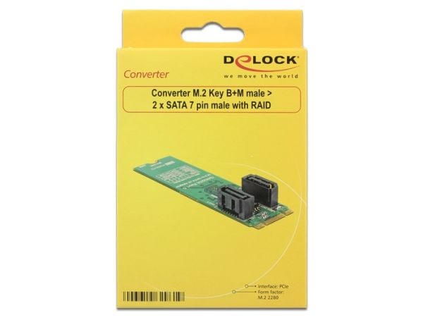 Delock - Kontroller for lagring (RAID) - 2-kanals - SATA 6Gb/s - RAID 0, 1, JBOD - M.2-kort