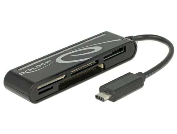 Delock USB 2.0 kortinlukija USB Type-C uros 5 korttipaikkaa - Kortinlukija - all-in-1 (Multi-Format) - USB-C