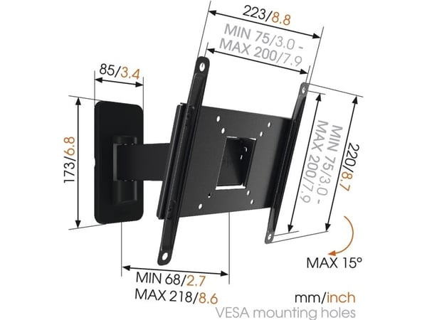 Vogel's MA2030 - TV-väggfäste med full rörelse, 75 x 75,100 x 100,200 x 100,200 x 200 x 200 mm, Sort