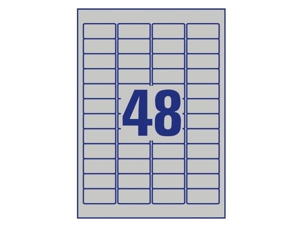 Avery L6009-8, Sølv, Selvklebende skriveretikett, A4, Polyester, Laser, Permanent
