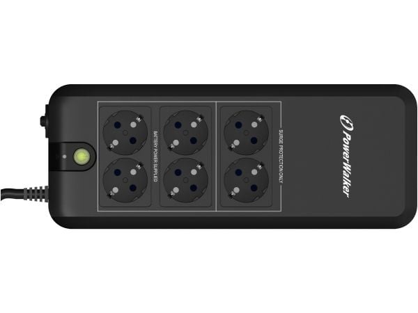 PowerWalker VFD 600 APFC - UPS - AC 220/230/240 V - 300 watt - 600 VA - 5 Ah - utgangskontakter: 6 - svart
