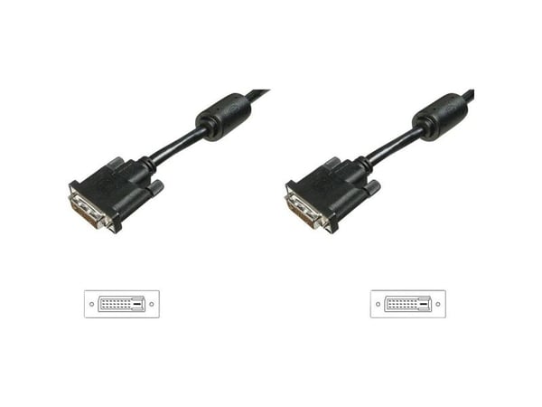 DIGITUS - DVI-kabel - dobbeltlenke - DVI-D (hann) til DVI-D (hann) - 2 m - formstøpt, tommelskruer - svart