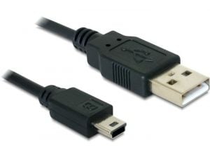 DeLOCK USB 2.0-A / USB mini-B 5pin - 0.70m, 0,70 m, USB A, Mini-USB B, Uros/uros, Musta