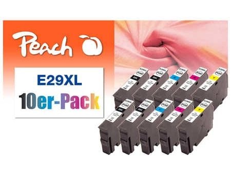 Peach Combi-Pack E29XL - 10-pack - svart, gul, cyan, magenta - kompatibel - gjenfabrikert - blekkpatron (alternativ for: Epson 29XL) - for Epson Ex...