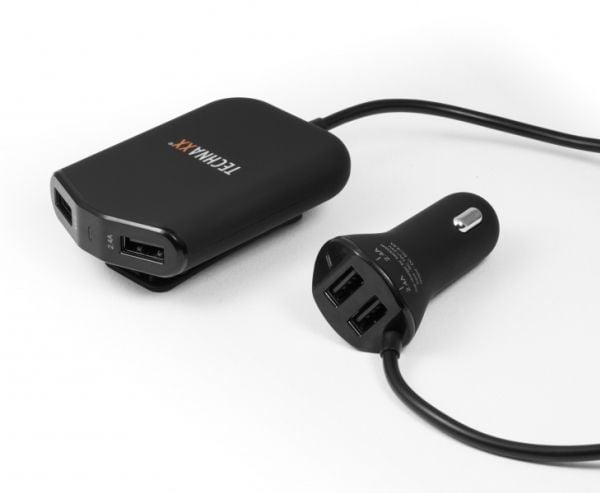 Technaxx Family Car Charger TE14, Auto, Tupakansytytin, 5 V, 1,8 m, Musta