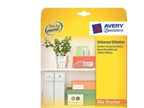 Avery 6123, Hvit, A4, Papir, Laser/Blekkskriver, Permanent, FSC Mix Credit
