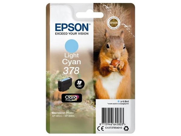 Epson Squirrel Singlepack Light Cyan 378 Claria Photo HD Ink, Perusvärintuotto, Väriainepohjainen muste, 4,8 ml, 360 sivua, 1 kpl