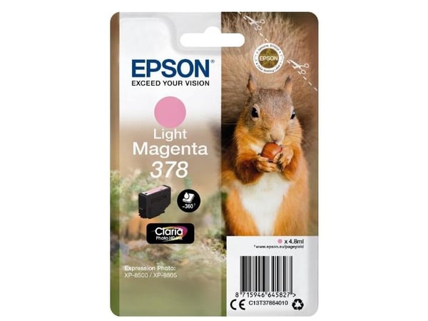 Epson Squirrel Singlepack Light Magenta 378 Claria Photo HD Ink, Perusvärintuotto, Väriainepohjainen muste, 4,8 ml, 360 sivua, 1 kpl