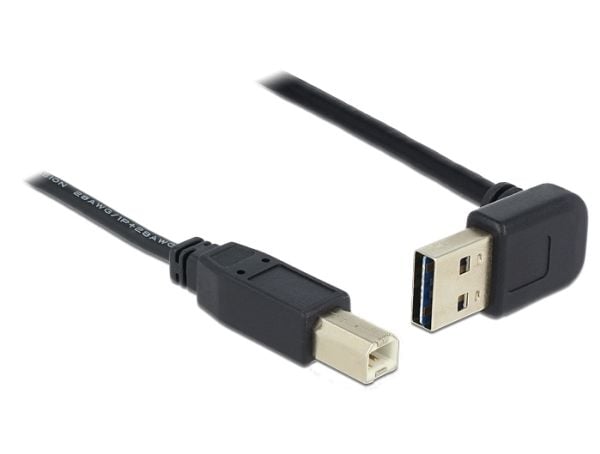 Delock Easy - USB-kabel - USB (hann) 90°-vinklet, reversibel til USB-type B (hann) rett - USB 2.0 - 50 cm - svart