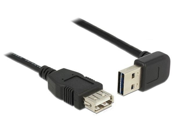 Delock Easy - USB-forlengelseskabel - USB (hann) opp/ned-vinklet, vendbar til USB (hunn) - USB 2.0 - 50 cm - svart