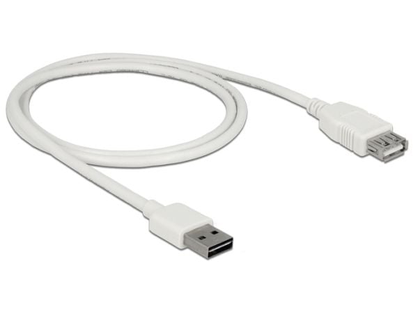 Delock Easy - USB-forlengelseskabel - USB (hann) reversibel til USB (hunn) - USB 2.0 - 1 m - hvit