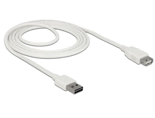 Delock Easy - USB-forlengelseskabel - USB (hann) reversibel til USB (hunn) - USB 2.0 - 2 m - hvit