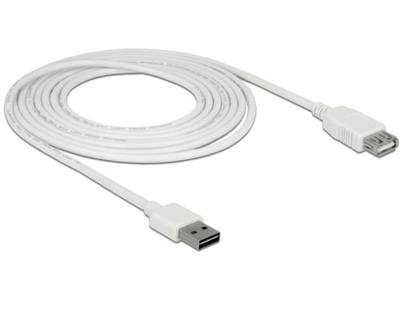 Delock Easy - USB-forlengelseskabel - USB (hann) reversibel til USB (hunn) - USB 2.0 - 3 m - hvit