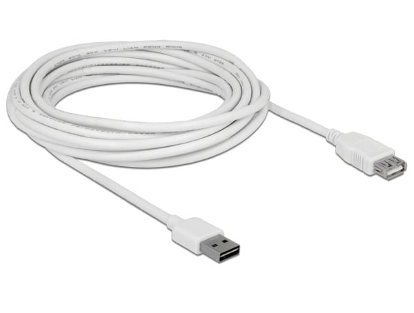 Delock Easy - USB-forlengelseskabel - USB (hann) reversibel til USB (hunn) - USB 2.0 - 5 m - hvit