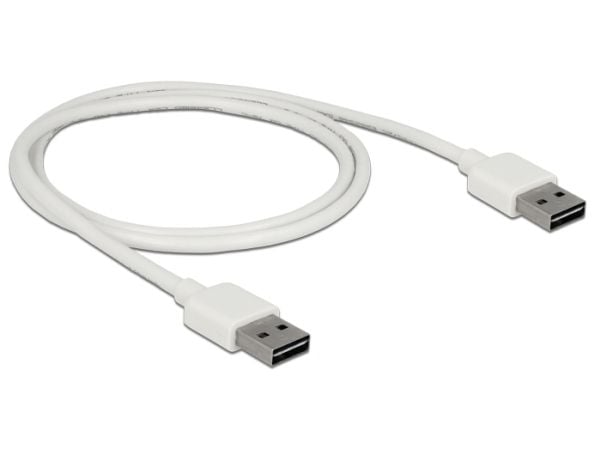 Delock Easy - USB-kabel - USB (hann) reversibel til USB (hann) reversibel - USB 2.0 - 1 m - hvit