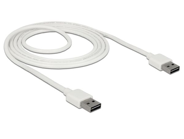 Delock Easy - USB-kabel - USB (hann) reversibel til USB (hann) reversibel - USB 2.0 - 2 m - hvit