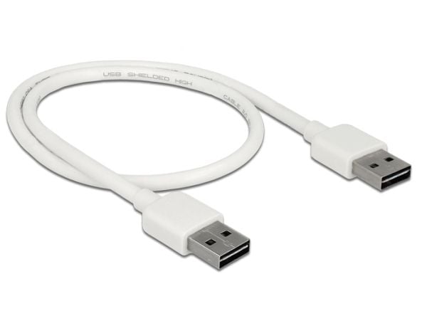DeLOCK 85192, 0,5 m, USB A, USB A, USB 2.0, Uros/uros, Valkoinen