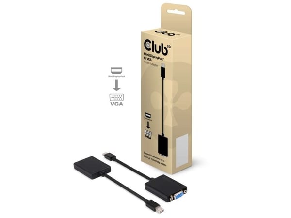 CLUB3D Mini DisplayPort to VGA Active Adapter, Mini Displayport, VGA, 150 m