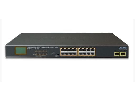PLANET GSW-1820VHP - Switch - 16 x 10/100/1000 + 2 x Gigabit SFP - rackmonterbar - PoE+ (300 W)