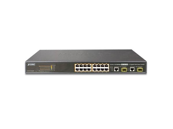 PLANET FGSW-1816HPS - Switch - Styrt - 16 x 10/100 + 2 x kombo-Gigabit SFP - stasjonær