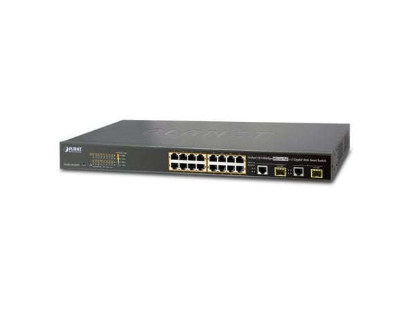 PLANET FGSW-1816HPS - Switch - Styrt - 16 x 10/100 + 2 x kombo-Gigabit SFP - stasjonær