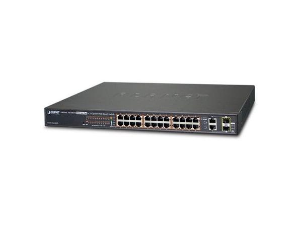 PLANET FGSW-2624HPS - Switch - smart - 24 x 10/100 (PoE+) + 2 x kombo-Gigabit SFP - rackmonterbar - PoE+ (220 W)