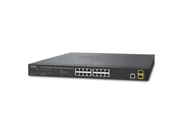 PLANET GS-4210-16T2S, Hallittu, L2/L4, Gigabit Ethernet (10/100/1000), Täysin kaksipuolinen, Telineasennus, 1U