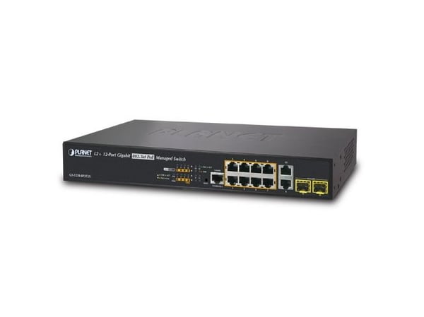 PLANET GS-5220-8P2T2S - Switch - Styrt - 8 x 10/100/1000 (PoE+) + 2 x 10/100/1000 + 2 x Fast Ethernet/Gigabit SFP - stasjonær, rackmonterbar - PoE+...