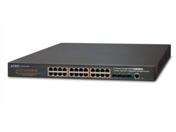 PLANET SGS-6341-24P4X - Switch - L3 - Styrt - 24 x 10/100/1000 (PoE+) + 4 x 10 Gigabit SFP+ - rackmonterbar - PoE+ (370 W)
